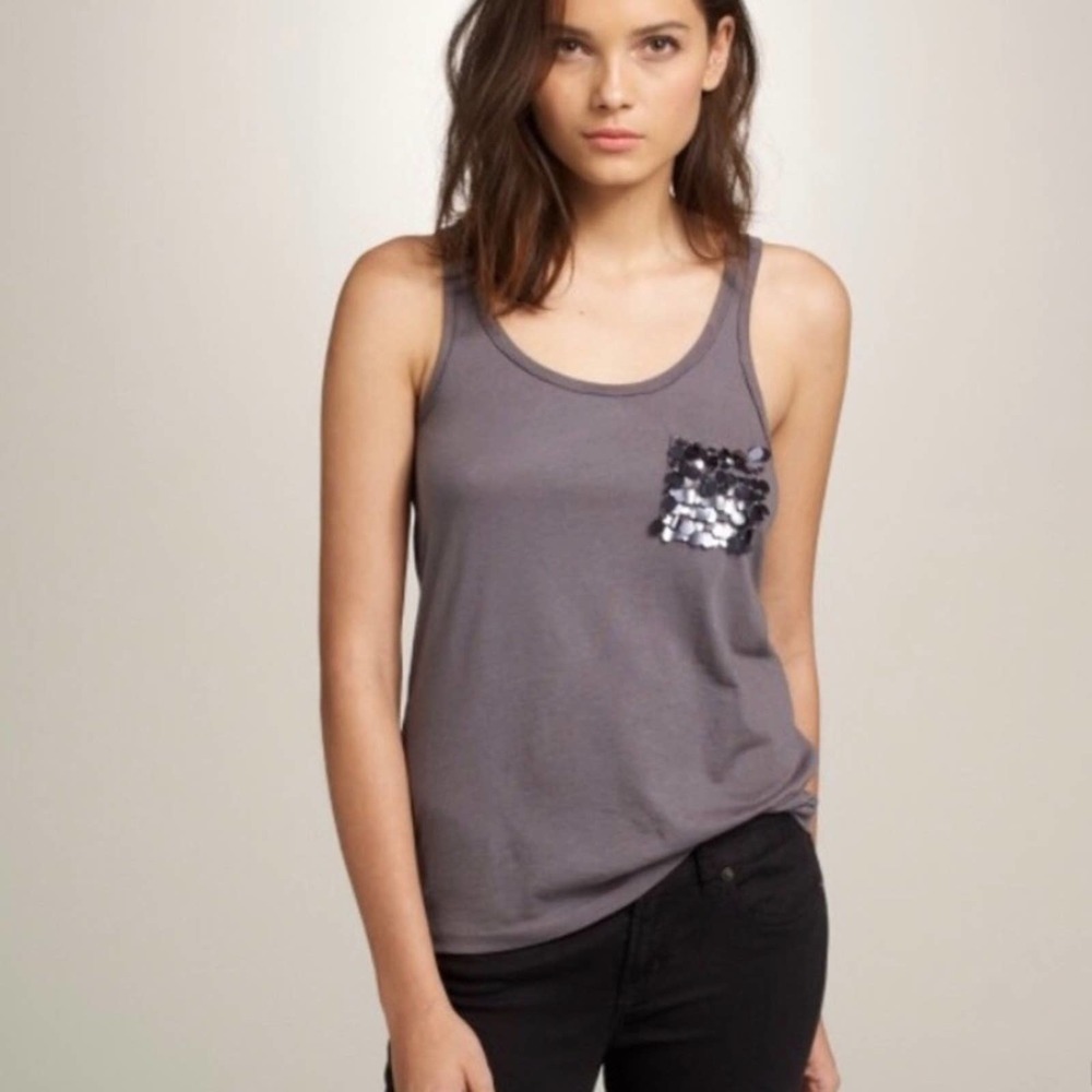 J. Crew Black Tank Top with Sequin Pocket